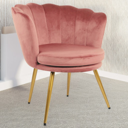 Flora Petal Back Accent Tub Chair Velvet Upholstery - Dusty Pink - Size: Single - Genesis - Wilko