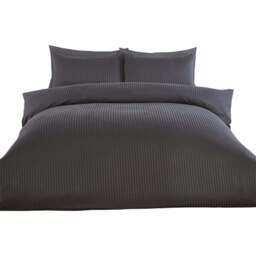 Pimlico Satin Stripe Duvet Set - Charcoal/Superking - Size: Super King - Wilko - thumbnail 3