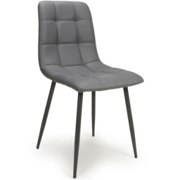 Madison Set of 4 Leather Effect Grey Dining Chairs - Size: Set of 2 - Shankar - Wilko - thumbnail 3