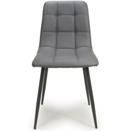 Madison Set of 4 Leather Effect Grey Dining Chairs - Size: Set of 2 - Shankar - Wilko - thumbnail 4
