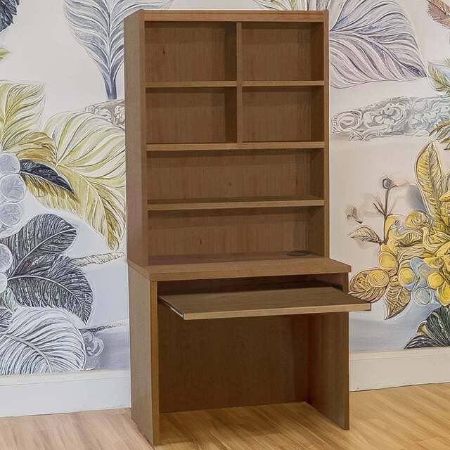 R White Cabinets 6 Shelf Home Office Desk with Keyboard Tray and Hutch Brown - Size: 182.8 x 85 x 54cm - Wilko - image 1