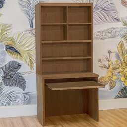 R White Cabinets 6 Shelf Home Office Desk with Keyboard Tray and Hutch Brown - Size: 182.8 x 85 x 54cm - Wilko - thumbnail 1