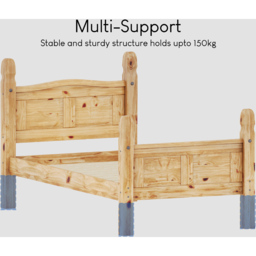 Vida Designs Corona Single Pine High Foot Wooden Bed Frame - Brown - Wilko - thumbnail 6