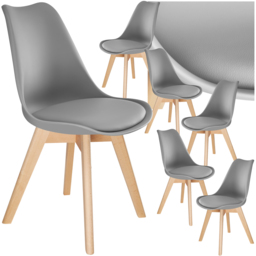tectake Frederikke Set of 6 Grey Dining Chair with Padded Seat - Wilko - thumbnail 3