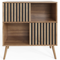 GFW Rowan Oak Louvered Compact Sideboard - Size: 84 x 80 x 39cm - Brown - Wilko - thumbnail 4