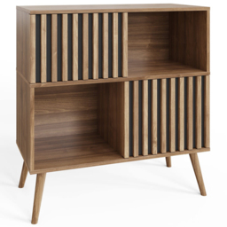 GFW Rowan Oak Louvered Compact Sideboard - Size: 84 x 80 x 39cm - Brown - Wilko - thumbnail 3