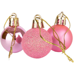 Shatchi 3cm Pink Shatterproof Christmas Bauble 24 Pack - Wilko - thumbnail 3