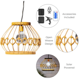 Teamson Home Open Weave Lantern Patio Solar Pendant Light - Size: 26.7 x 33.7 x 33.7cm - Brown - Wilko - thumbnail 4