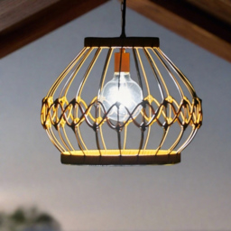 Teamson Home Open Weave Lantern Patio Solar Pendant Light - Size: 26.7 x 33.7 x 33.7cm - Brown - Wilko - thumbnail 3