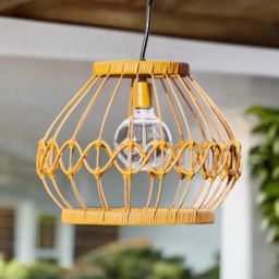 Teamson Home Open Weave Lantern Patio Solar Pendant Light - Size: 26.7 x 33.7 x 33.7cm - Brown - Wilko - thumbnail 7