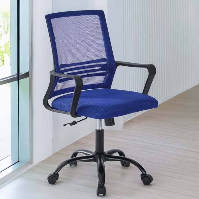 Blue Swivel Height Adjustable Mesh Back Office Chair - Size: 90 x 58 x 58cm - MCC - Wilko - image 1