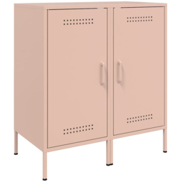 vidaXL Single Door Pink Metal Sideboard Set of 2 - Size: 79 x 36 x 39cm - Wilko - thumbnail 3