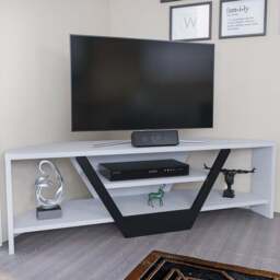 Decorotika Sares 2 Shelf White and Black Modern TV Unit - Size: 36.8 x 120 x 35cm - Multi - Wilko - thumbnail 1