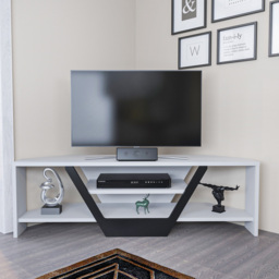 Decorotika Sares 2 Shelf White and Black Modern TV Unit - Size: 36.8 x 120 x 35cm - Multi - Wilko - thumbnail 6
