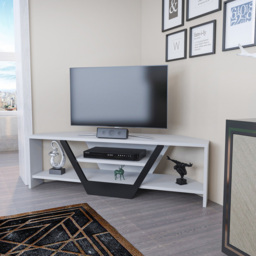 Decorotika Sares 2 Shelf White and Black Modern TV Unit - Size: 36.8 x 120 x 35cm - Multi - Wilko - thumbnail 7
