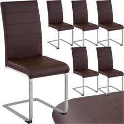 tectake Set of 6 Brown Cantilever High Backrest Dining Chair - Wilko - thumbnail 3