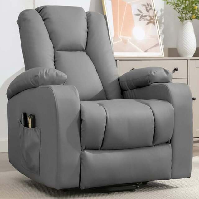 Artemis Home Hartville Grey Massage and Heat Electric Recliner Chair - Size: Single - Wilko - image 1