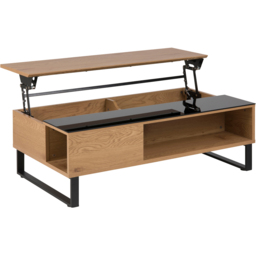 Florence Azalea Single Shelf Black and Oak Lift Up Coffee Table - Brown - Furniture To Go - Wilko - thumbnail 4