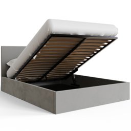 GFW Double Charcoal Grey Velvet End Lift Ottoman Bed with Memory Pocket Spring Mattress - Wilko - thumbnail 6