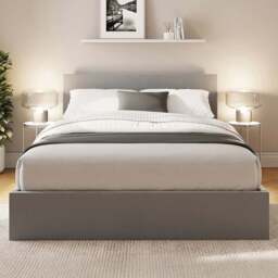 GFW Double Charcoal Grey Velvet End Lift Ottoman Bed with Memory Pocket Spring Mattress - Wilko - thumbnail 1