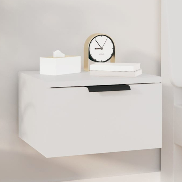 vidaXL Set of 2 White Wall Mounted Bedside Cabinet - Size: Single Drawer - Wilko - image 1