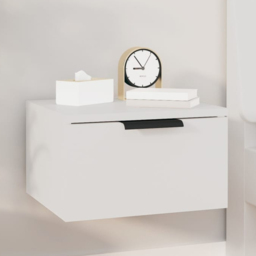 vidaXL Set of 2 White Wall Mounted Bedside Cabinet - Size: Single Drawer - Wilko - thumbnail 1