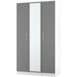 Crowndale Contrast 3 Door Dusk Grey and White Tall Mirrored Wardrobe Ready Assembled - Dusk Grey & White - Wilko - thumbnail 4
