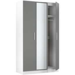 Crowndale Contrast 3 Door Dusk Grey and White Tall Mirrored Wardrobe Ready Assembled - Dusk Grey & White - Wilko - thumbnail 7