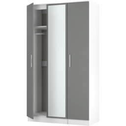 Crowndale Contrast 3 Door Dusk Grey and White Tall Mirrored Wardrobe Ready Assembled - Dusk Grey & White - Wilko - thumbnail 6
