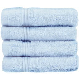 Allure Bath Fashions Luxury Zero Twist Egyptian Cotton Baby Blue Face Cloth 4 Pack - Size: 30 x 30cm - Wilko
