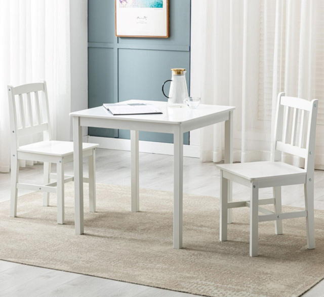 Solid Wooden 2 Seater Dining Set White - MCC - Wilko - image 1