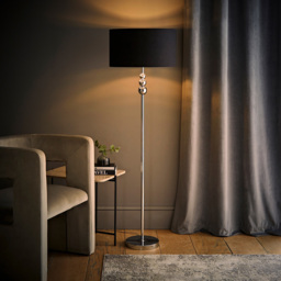 ValueLight Marissa Black Velvet Chrome Inner Shade Chrome Stacked Ball LED Floor Lamp - Size: 145 x 45 x 45cm - Silver - ValueLights - Wilko - thumbnail 7