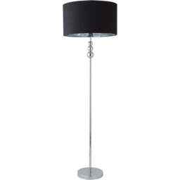 ValueLight Marissa Black Velvet Chrome Inner Shade Chrome Stacked Ball LED Floor Lamp - Size: 145 x 45 x 45cm - Silver - ValueLights - Wilko