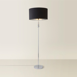 ValueLight Marissa Black Velvet Chrome Inner Shade Chrome Stacked Ball LED Floor Lamp - Size: 145 x 45 x 45cm - Silver - ValueLights - Wilko - thumbnail 6