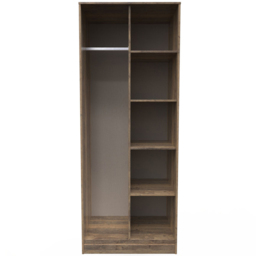Crowndale Hong Kong Ready Assembled Vintage Oak Tall Open Wardrobe - Size: Doorless - Brown - Wilko - thumbnail 4