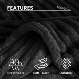 Velosso Bellissima Black Plush Throw 150 x 200cm - Size: 150 x 200 x 1cm - Wilko - thumbnail 6