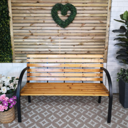 Samuel Alexander Ambleside Metal and Wood Garden Bench - Size: 2 Seater - Brown - Wilko - thumbnail 6