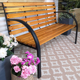 Samuel Alexander Ambleside Metal and Wood Garden Bench - Size: 2 Seater - Brown - Wilko