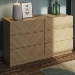 GFW Catania 6 Drawer Euro Oak Wood Chest of Drawers - Brown - Wilko - thumbnail 1