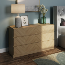 GFW Catania 6 Drawer Euro Oak Wood Chest of Drawers - Brown - Wilko - thumbnail 6