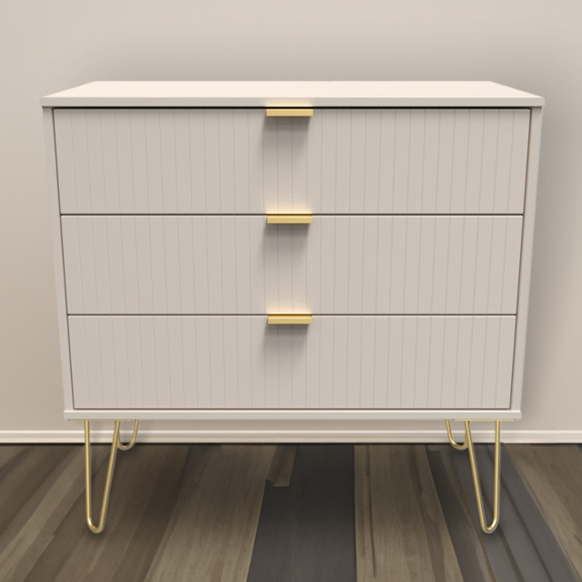 Crowndale Linear 3 Drawer Kashmir Matt Wide Chest of Drawers Ready Assembled - Cream - Wilko - image 1