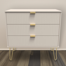 Crowndale Linear 3 Drawer Kashmir Matt Wide Chest of Drawers Ready Assembled - Cream - Wilko - thumbnail 1