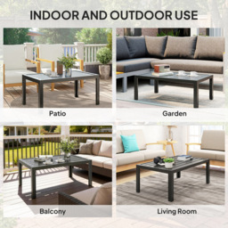 Outsunny Grey Wooden Slat Top Steel Frame Garden Side Table - Size: 46 x 101.5 x 61cm - Grey Wood Effect - Wilko - thumbnail 7