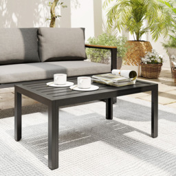 Outsunny Grey Wooden Slat Top Steel Frame Garden Side Table - Size: 46 x 101.5 x 61cm - Grey Wood Effect - Wilko - thumbnail 6