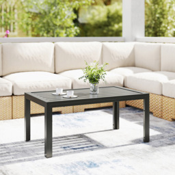 Outsunny Grey Wooden Slat Top Steel Frame Garden Side Table - Size: 46 x 101.5 x 61cm - Grey Wood Effect - Wilko - thumbnail 4