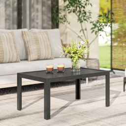 Outsunny Grey Wooden Slat Top Steel Frame Garden Side Table - Size: 46 x 101.5 x 61cm - Grey Wood Effect - Wilko - thumbnail 3