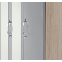 Seconique Nevada 3 Door 2 Drawer Grey Gloss and Light Oak Veneer Mirror Wardrobe - Size: 3 Door, 2 Drawer - Wilko - thumbnail 6