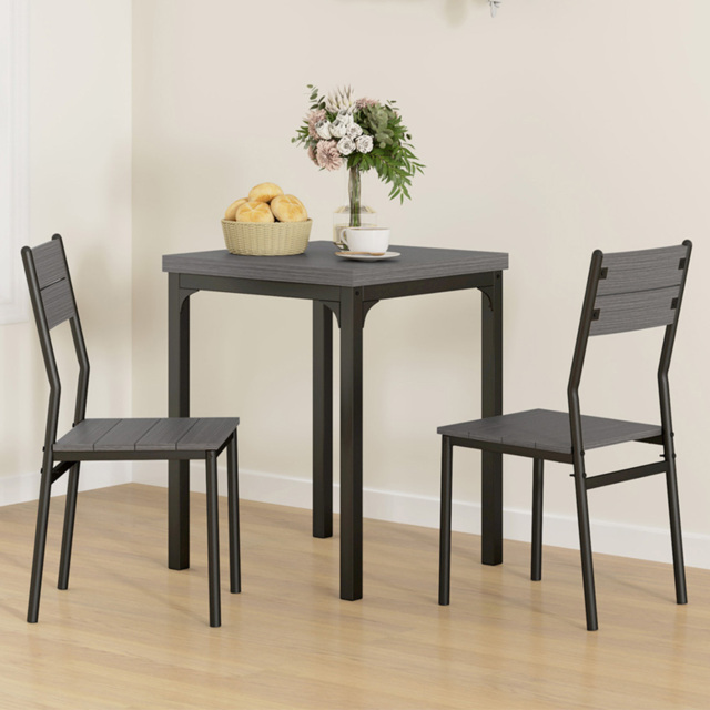 HOMCOM 2 Seater Compact Dining Set Grey Wood Grain - Wilko - image 1