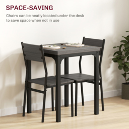 HOMCOM 2 Seater Compact Dining Set Grey Wood Grain - Wilko - thumbnail 6