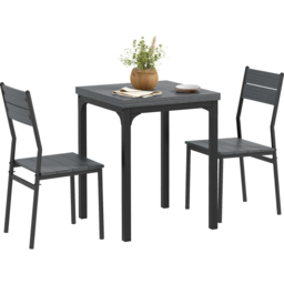 HOMCOM 2 Seater Compact Dining Set Grey Wood Grain - Wilko - thumbnail 3